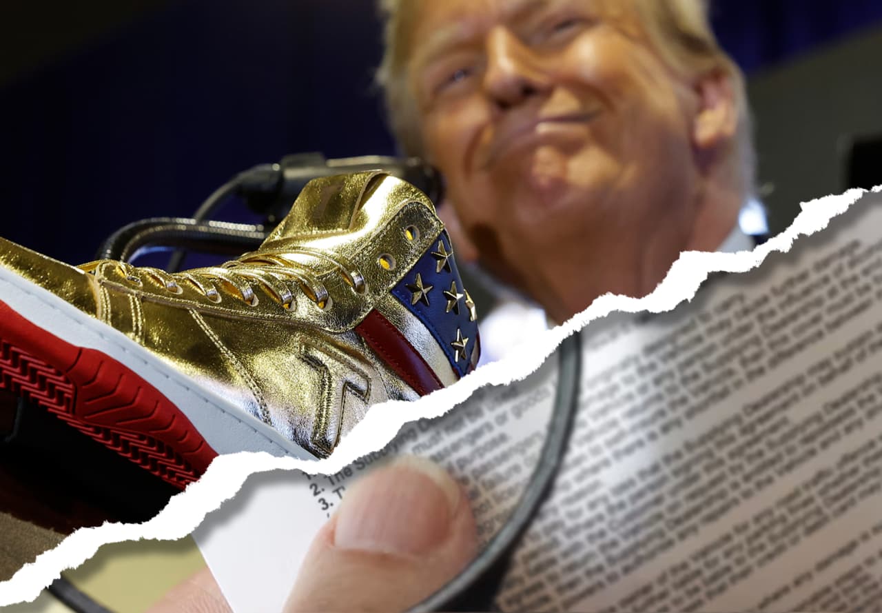 The scourge of fine print: Even Donald Trump’s new line of sneakers comes with caveats.