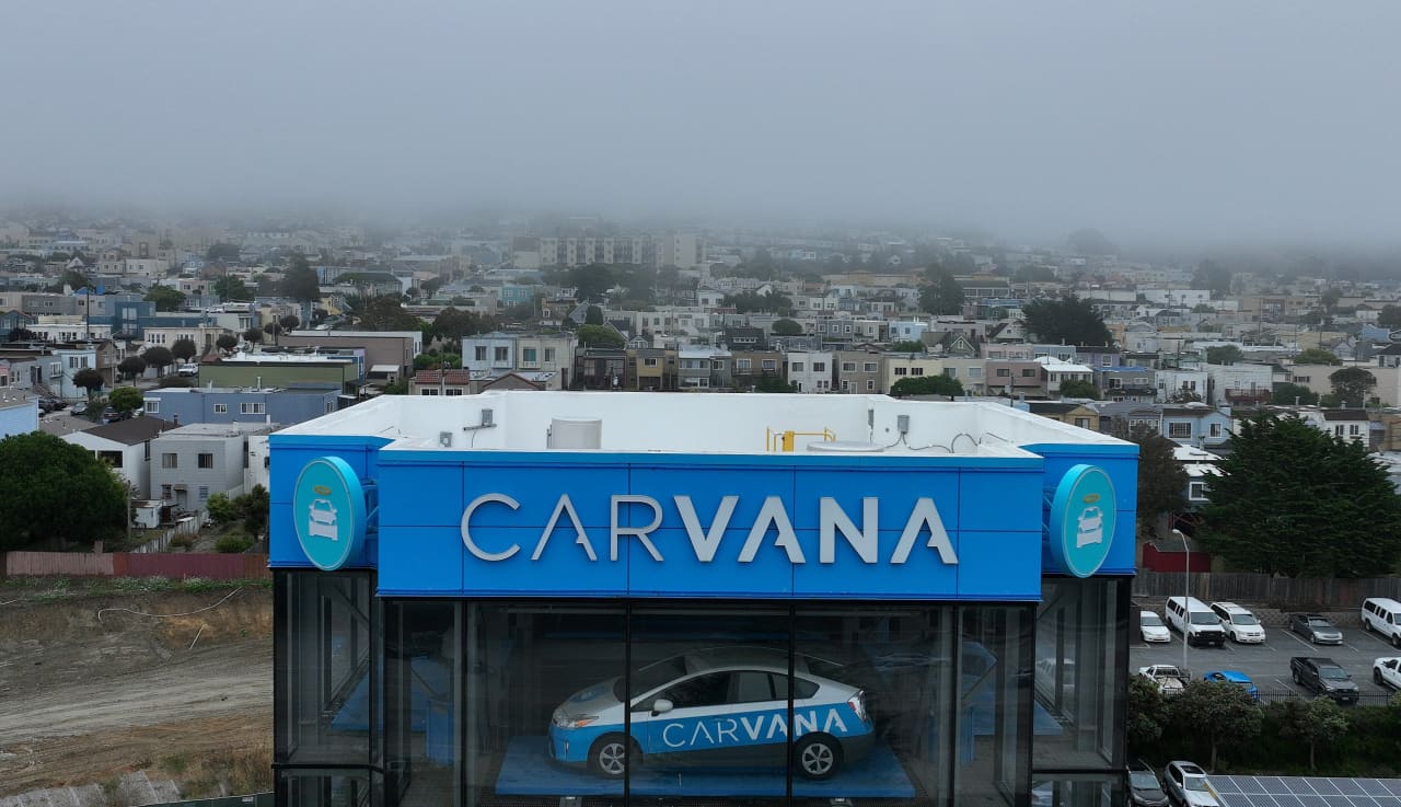 Carvana’s stock rallies more than 30% on surprise profit for used-car retailer