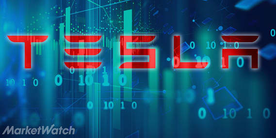 Tesla Inc. stock.  outperforms the market on a strong trading day