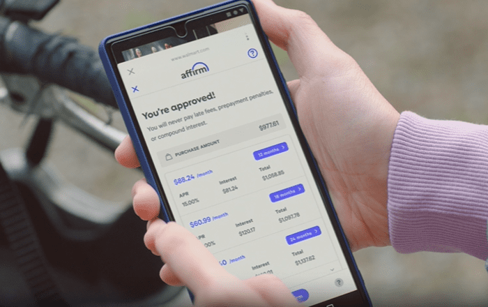 How does the new 'buy-now, pay later' option at Walmart self