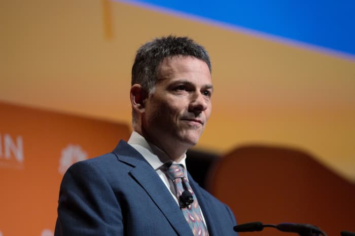 David Einhorn, president and portfolio manager at Greenlight Capital, speaks during the Sohn Investment Conference in New York on 6 May 