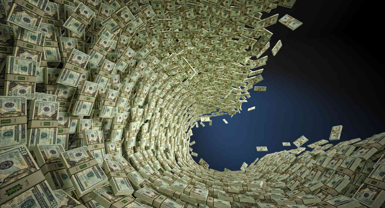 A wave of dollar bills.