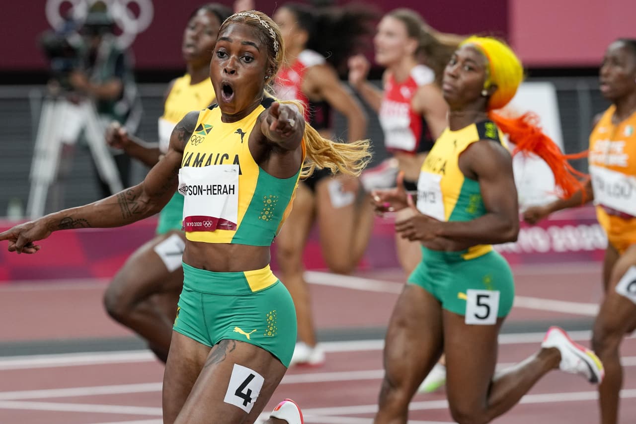 Какой рекорд бега на 100 метров. Элейн Томпсон ямайский легкоатлет. Элейн Эйкенс. Элейн андриехансен. Элейн Рубинофф.