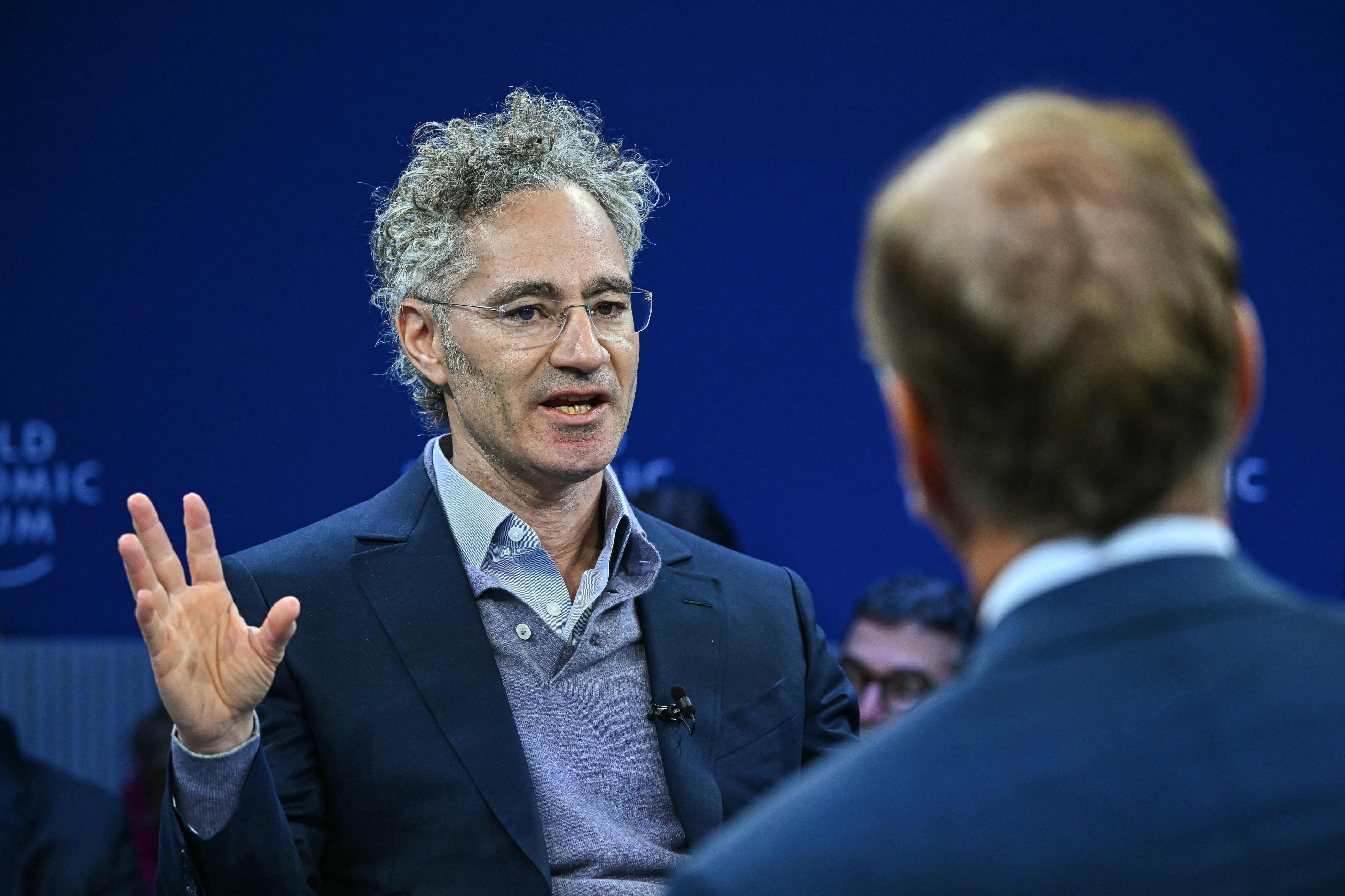 Palantir CEO Alex Karp speaking at the World Economic Forum.
