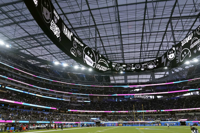 INGLEWOOD, CA - AUGUST 21: SoFi Stadium overall field shots during the NFL  preseason game between the Las Vegas Raiders and the Los Angeles Rams on  August 21, 2021, at SoFi Stadium