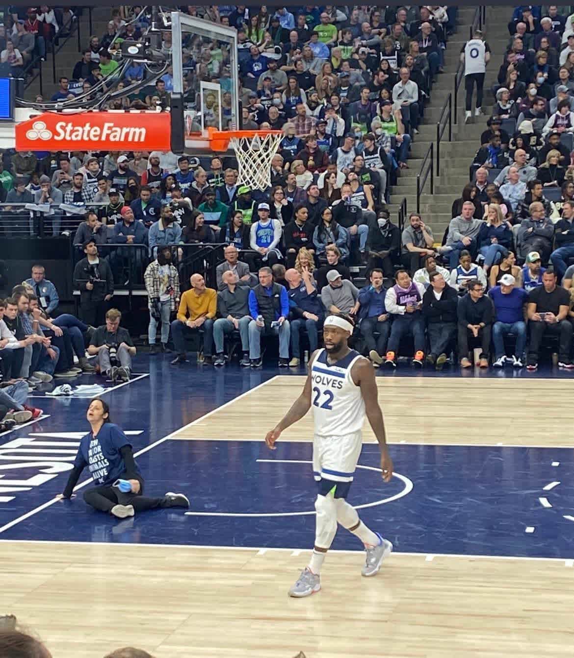 ‘Glue girl’ protests Timberwolves owner’s alleged animal rights abuses