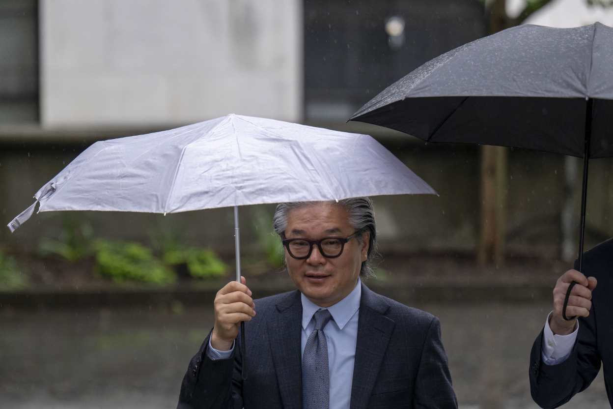 Bill Hwang, chief executive of Archegos Capital Management, arrives at Manhattan Federal Court in New York City on 15 May 2024.