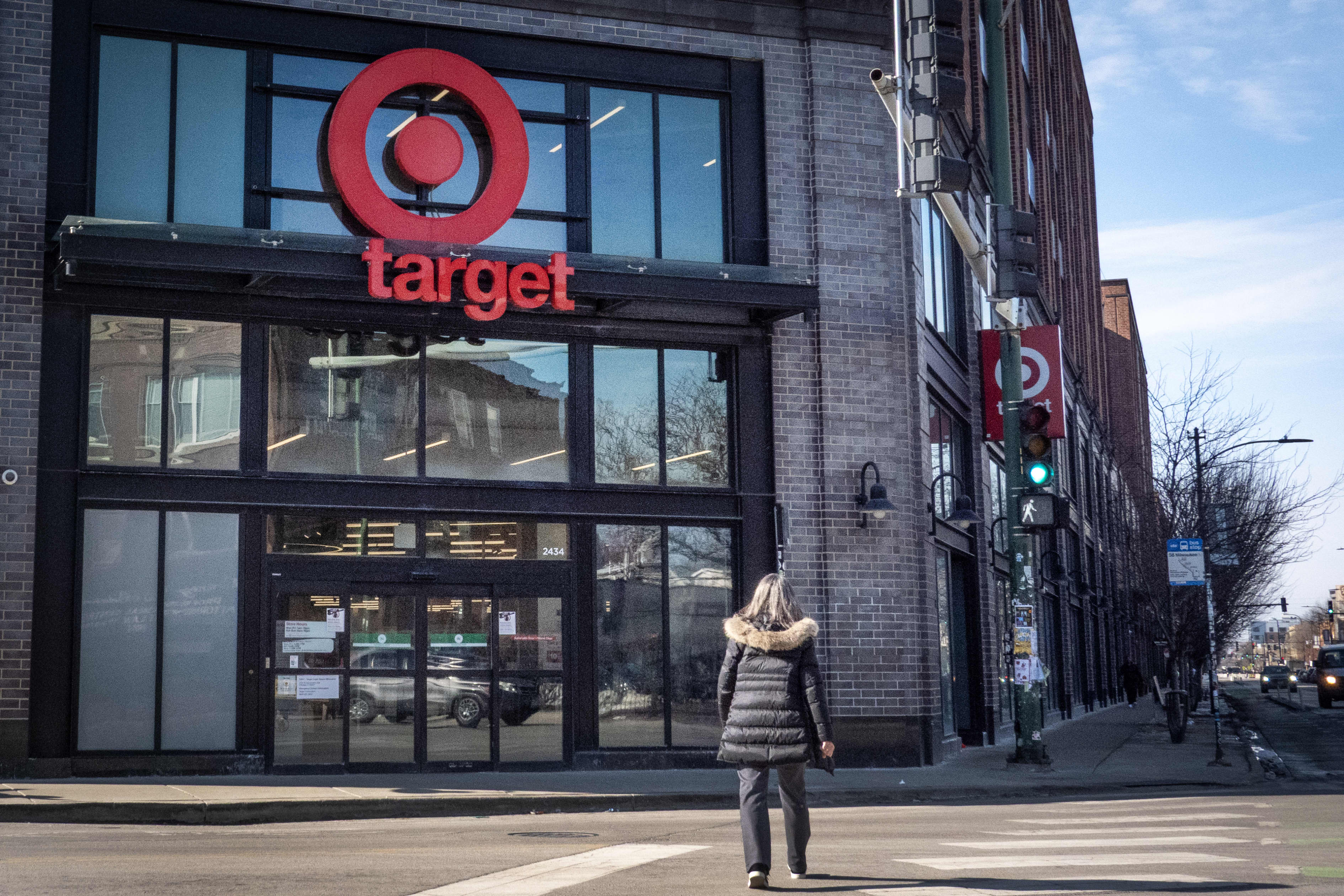 A Target store sign hangs above the entrance in Chicago.