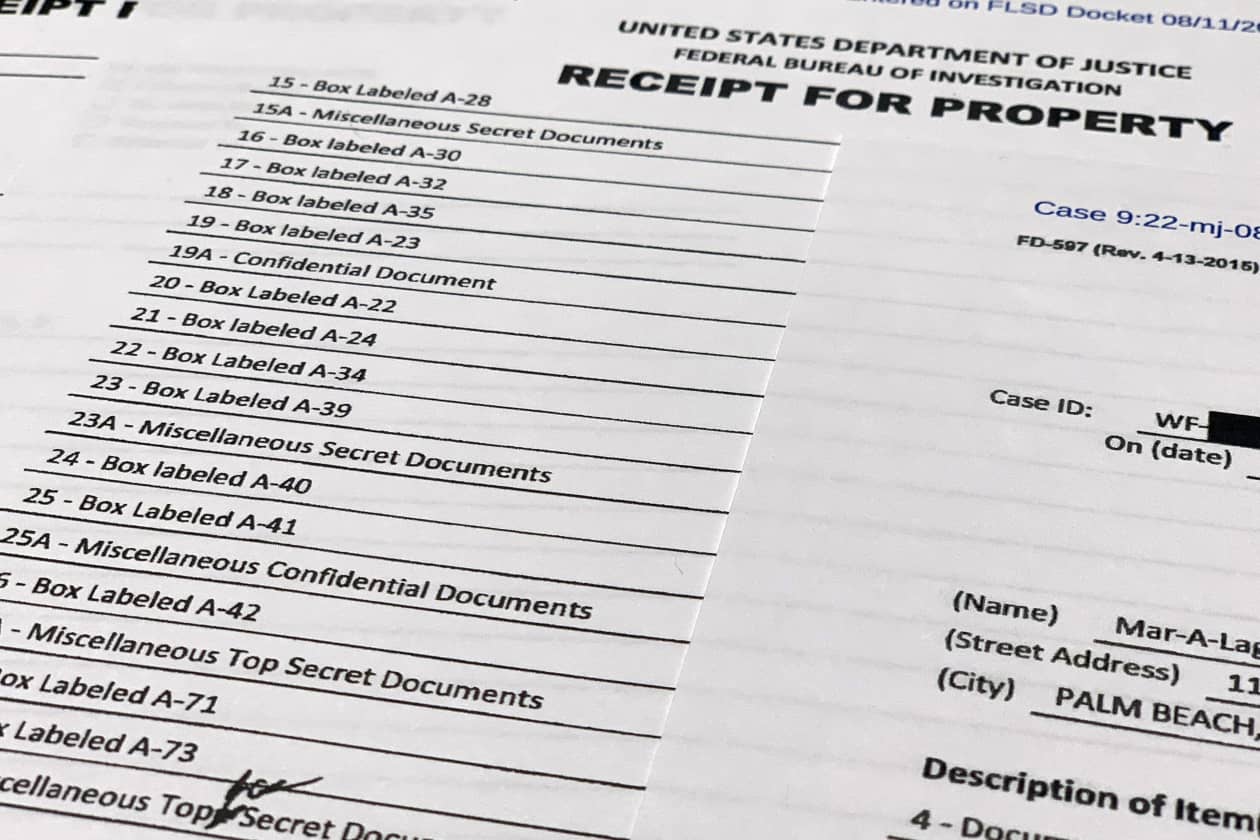 Forty-three empty folders with classified markings among items ...