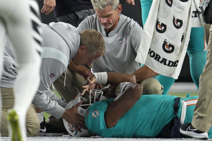 Dolphins quarterback Tua Tagovailoa stretchered off field with
