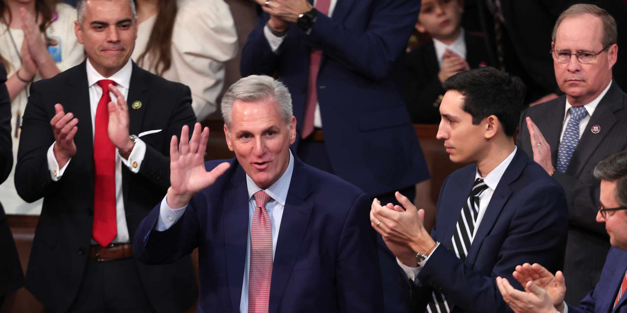 #: Kevin McCarthy elected House speaker, narrowly prevailing in 15th round of voting