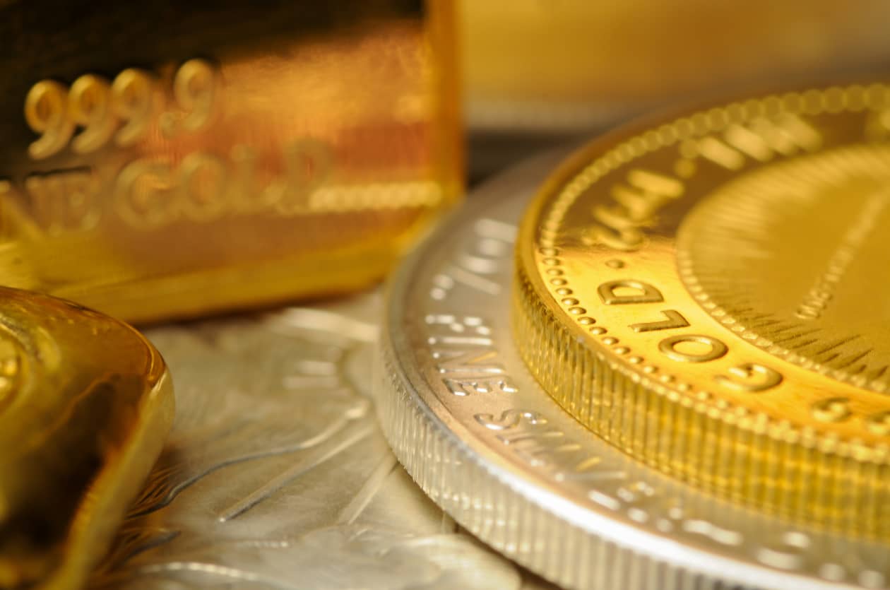Gold and silver coins and bullion.