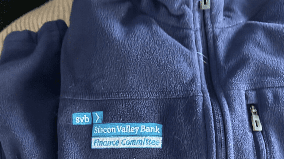SVB swag, like this fleece jacket, is selling for up to ,000 on eBay