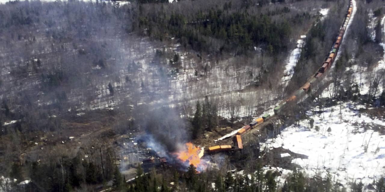 Cleanup begins after freight train derailment, fire in Maine