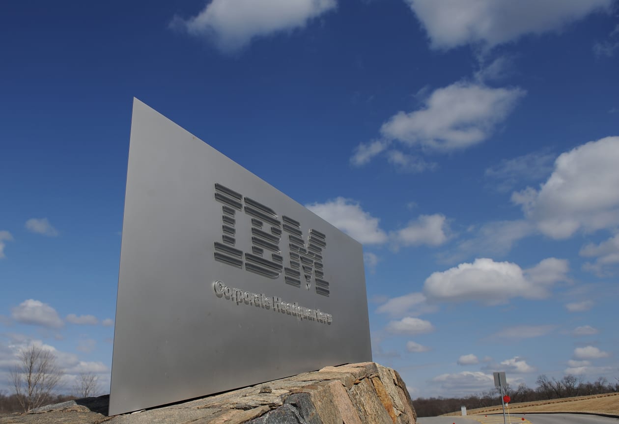 IBM's stock dives toward worst day in nearly 40 years after the surprise release of an earnings miss