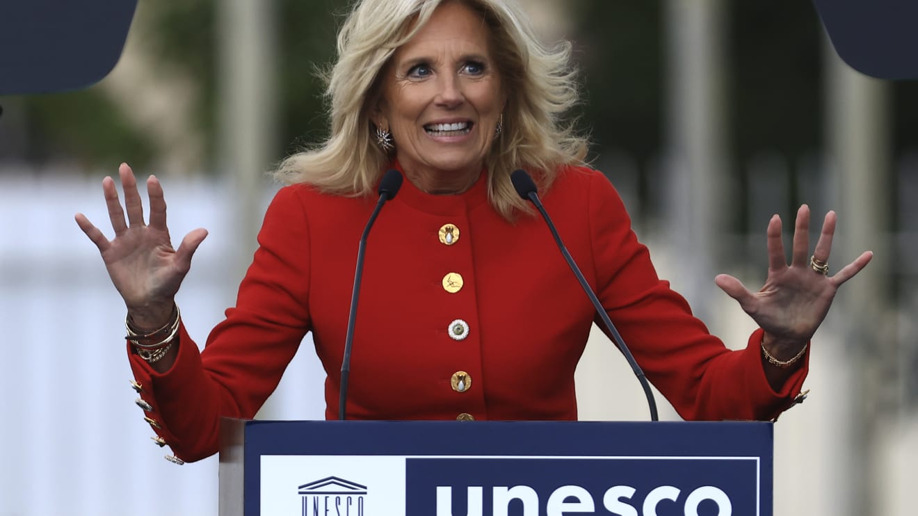 U.S. re-entry to UNESCO marked by flag-raising ceremony in Paris attended by Jill Biden